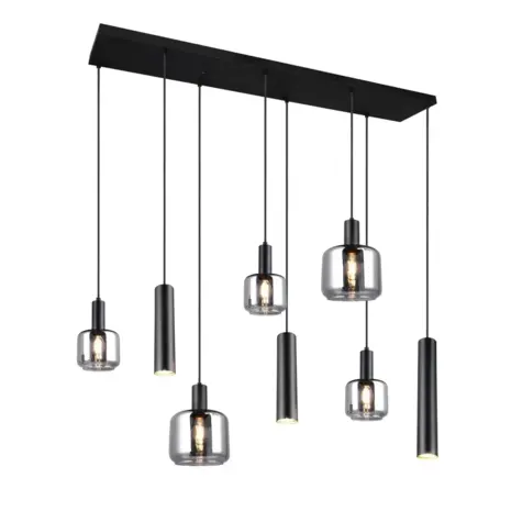 Trio Leuchten Hanglamp Mataro 8 lichts L 118 cm zwart Trio Leuchten Hanglamp Mataro 8 lichts L 118 cm zwart