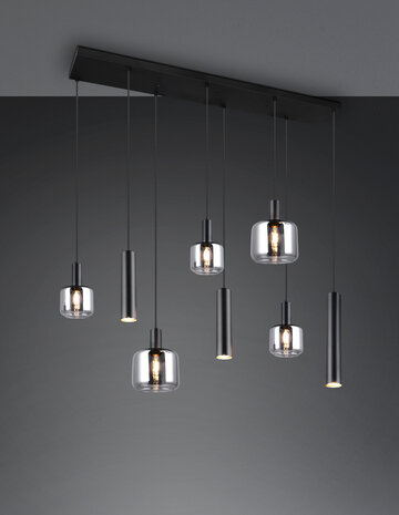 Trio Leuchten Hanglamp Mataro 8 lichts L 118 cm zwart Trio Leuchten Hanglamp Mataro 8 lichts L 118 cm zwart
