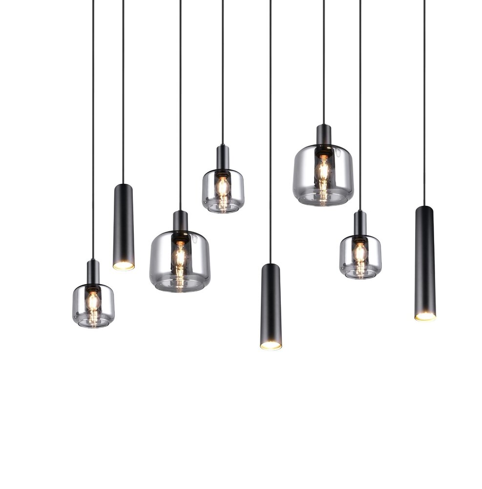 Trio Leuchten Hanglamp Mataro 8 lichts L 118 cm zwart Trio Leuchten Hanglamp Mataro 8 lichts L 118 cm zwart