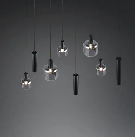 Trio Leuchten Hanglamp Mataro 8 lichts L 118 cm zwart Trio Leuchten Hanglamp Mataro 8 lichts L 118 cm zwart
