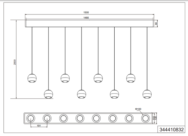 TRIO Select Hanglamp Orbit 8 lichts L 150 cm brons zwart TRIO Select Hanglamp Orbit 8 lichts L 150 cm brons zwart