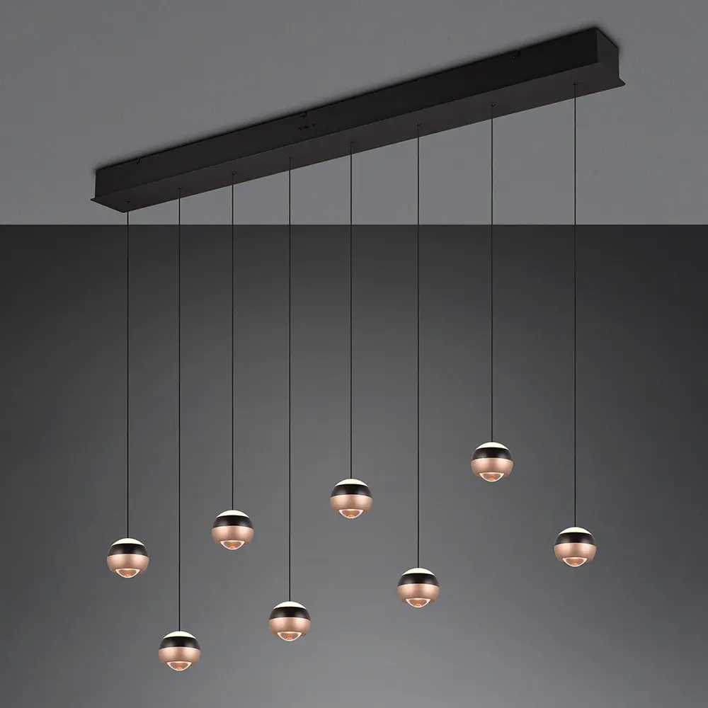 TRIO Select Hanglamp Orbit 8 lichts L 150 cm brons zwart TRIO Select Hanglamp Orbit 8 lichts L 150 cm brons zwart
