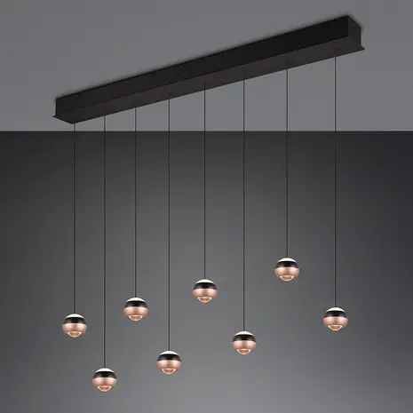 TRIO Select Hanglamp Orbit 8 lichts L 150 cm brons zwart TRIO Select Hanglamp Orbit 8 lichts L 150 cm brons zwart