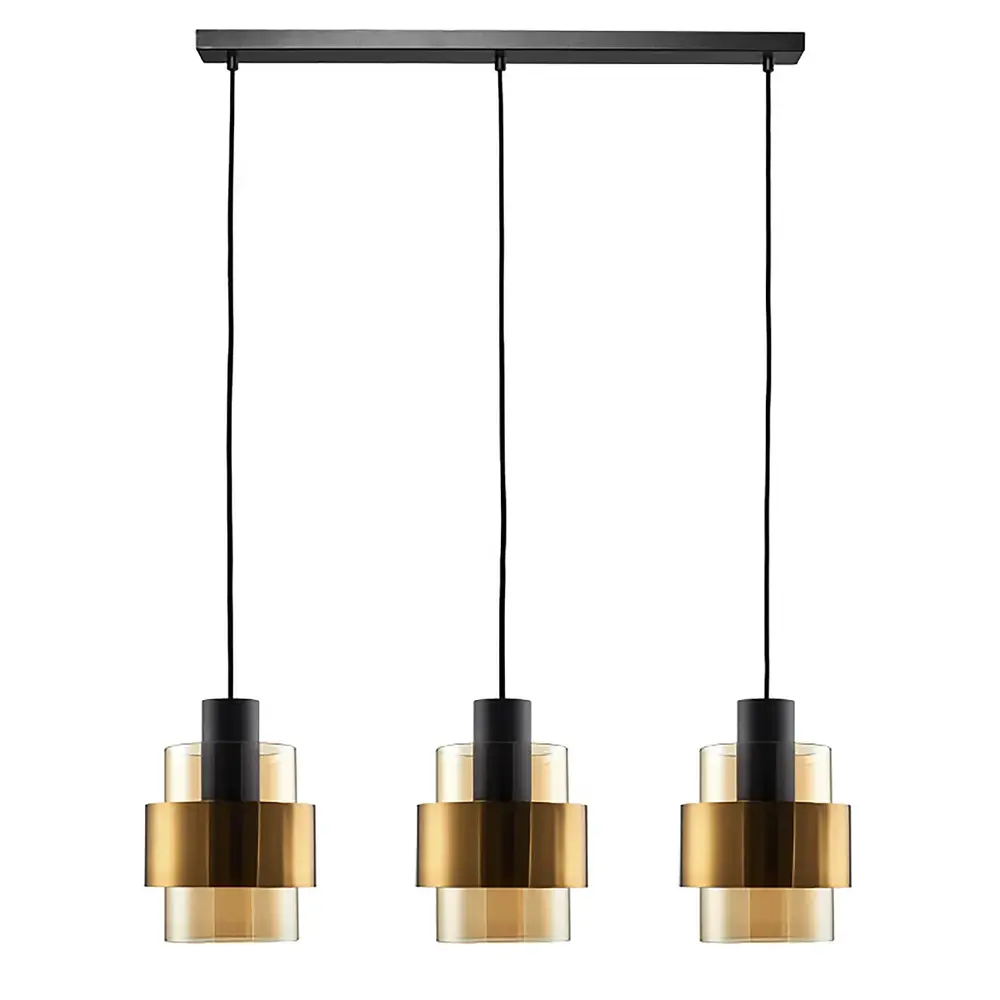 Freelight Hanglamp Chiasso 3 lichts L100 cm zwart goud Freelight Hanglamp Chiasso 3 lichts L100 cm zwart goud