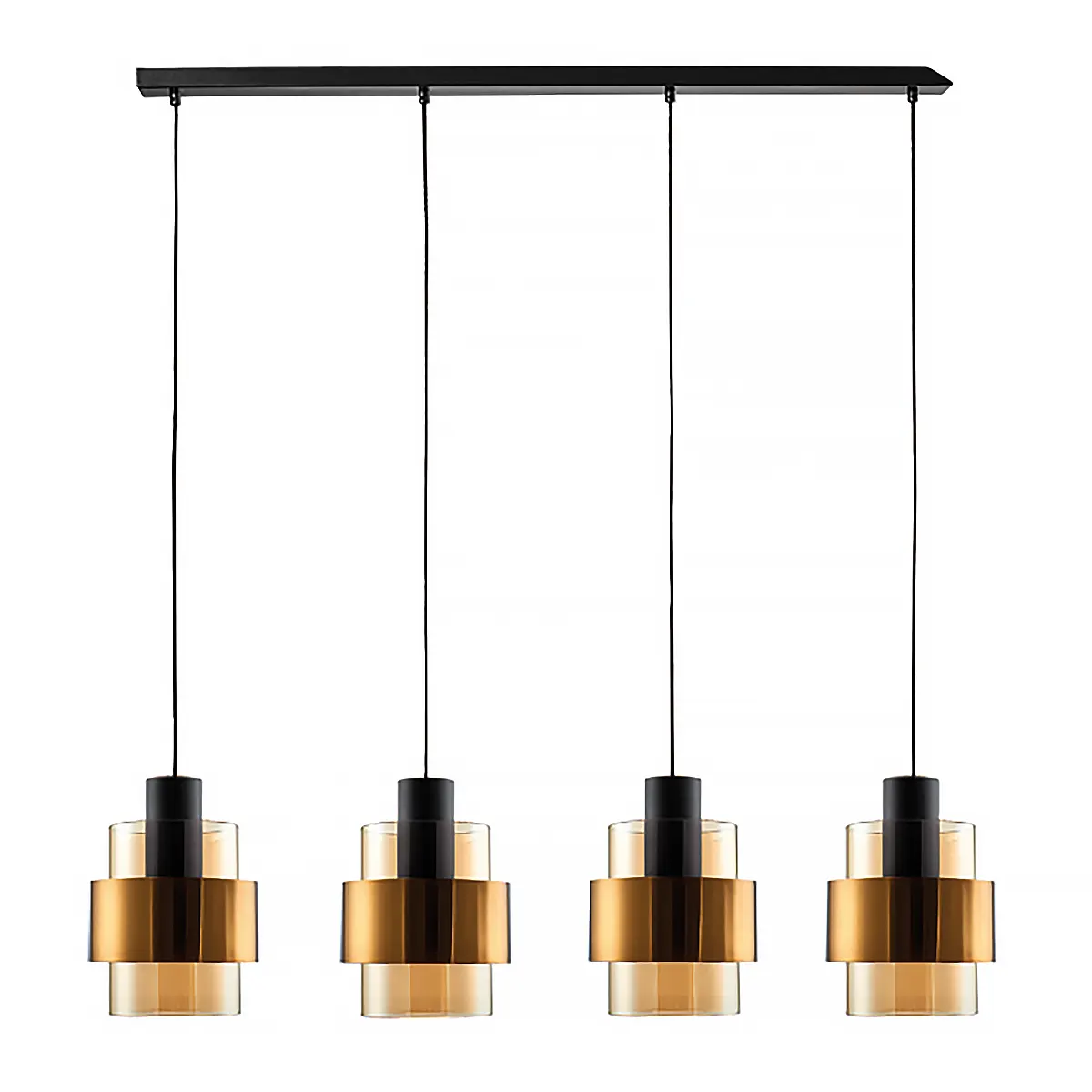 Freelight Hanglamp Chiasso 4 lichts L120 cm zwart goud