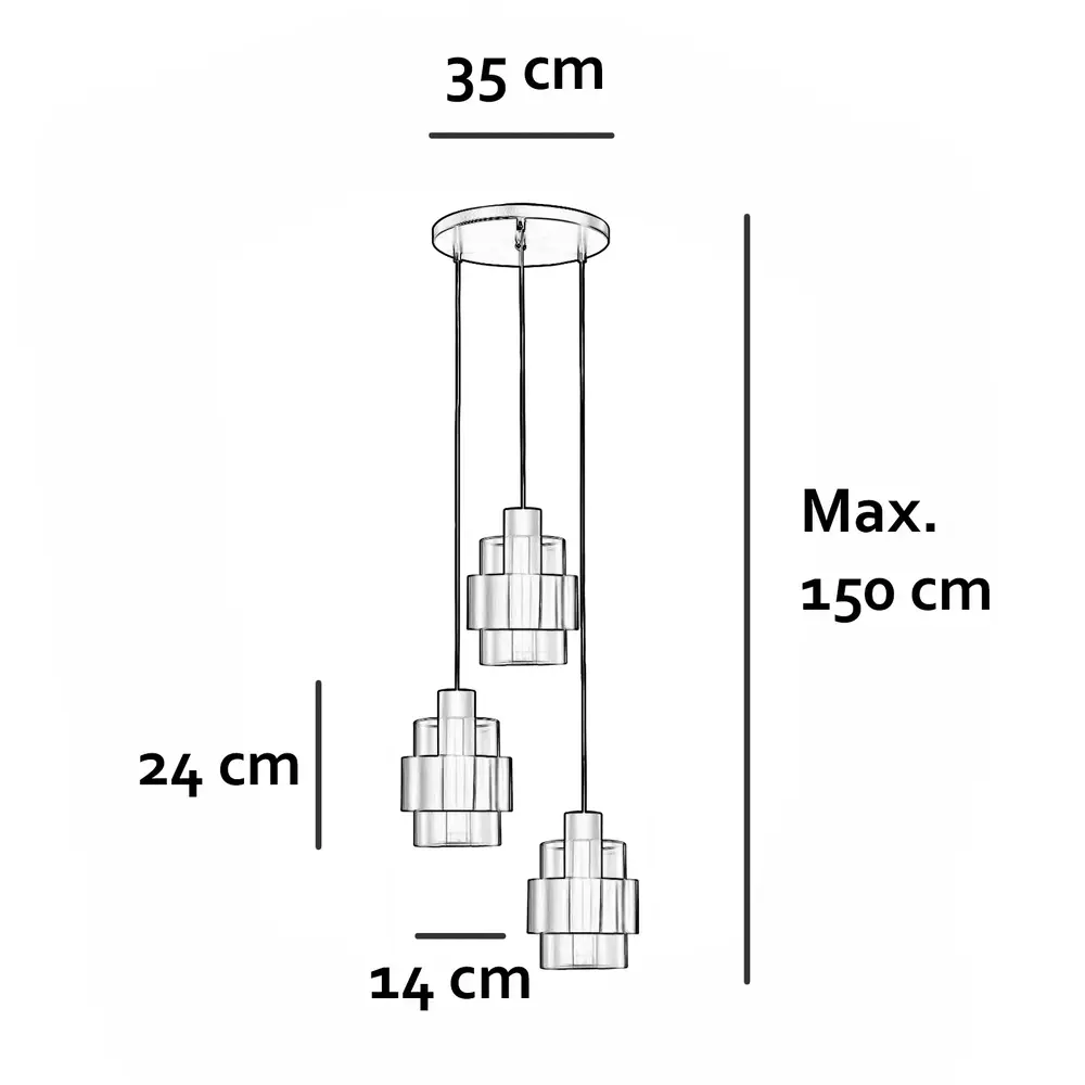 Freelight Hanglamp Chiasso 3 lichts Ø 35 cm zwart goud Freelight Hanglamp Chiasso 3 lichts Ø 35 cm zwart goud