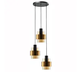 Freelight Hanglamp Chiasso 3 lichts Ø 35 cm zwart goud Freelight Hanglamp Chiasso 3 lichts Ø 35 cm zwart goud