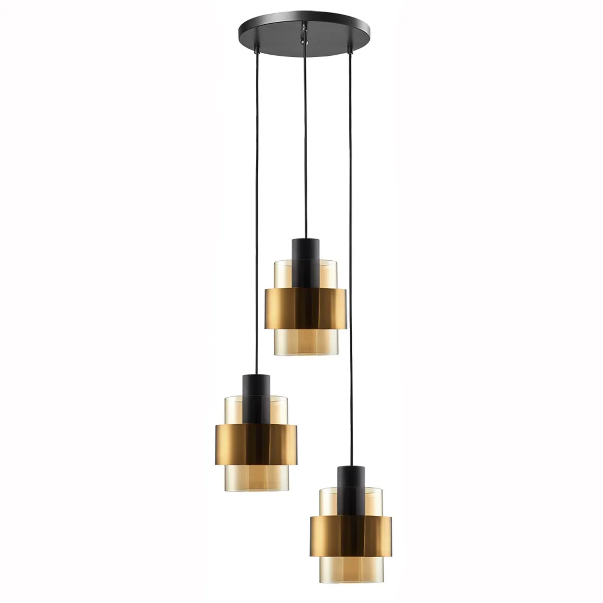 Freelight Hanglamp Chiasso 3 lichts Ø 35 cm zwart goud