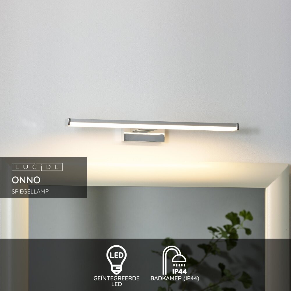 Lucide ONNO - Spiegellamp Badkamer - LED - 1x8W 3000K - IP44 - Mat chroom Lucide ONNO - Spiegellamp Badkamer - LED - 1x8W 3000K - IP44 - Mat chroom