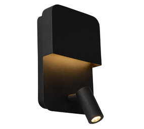 Lucide BOXER - Bedlamp / Wandlamp - LED - 3000K - Met USB oplaadpunt - Zwart