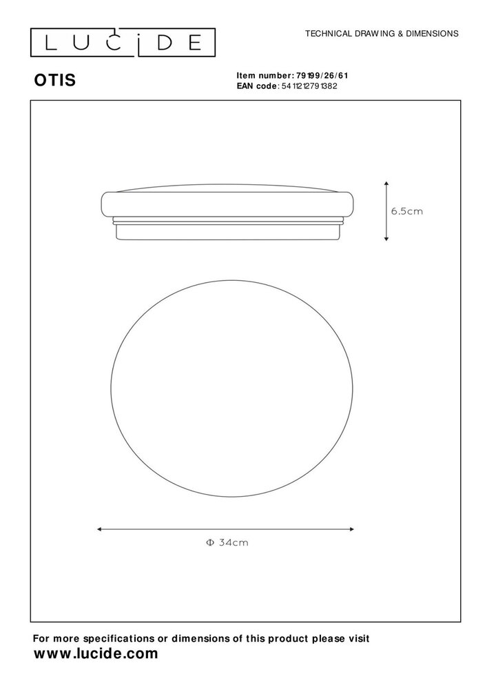 Lucide OTIS - Plafonnière - Ø 34 cm - LED - 1x24W 3000K - Opaal Lucide OTIS - Plafonnière - Ø 34 cm - LED - 1x24W 3000K - Opaal