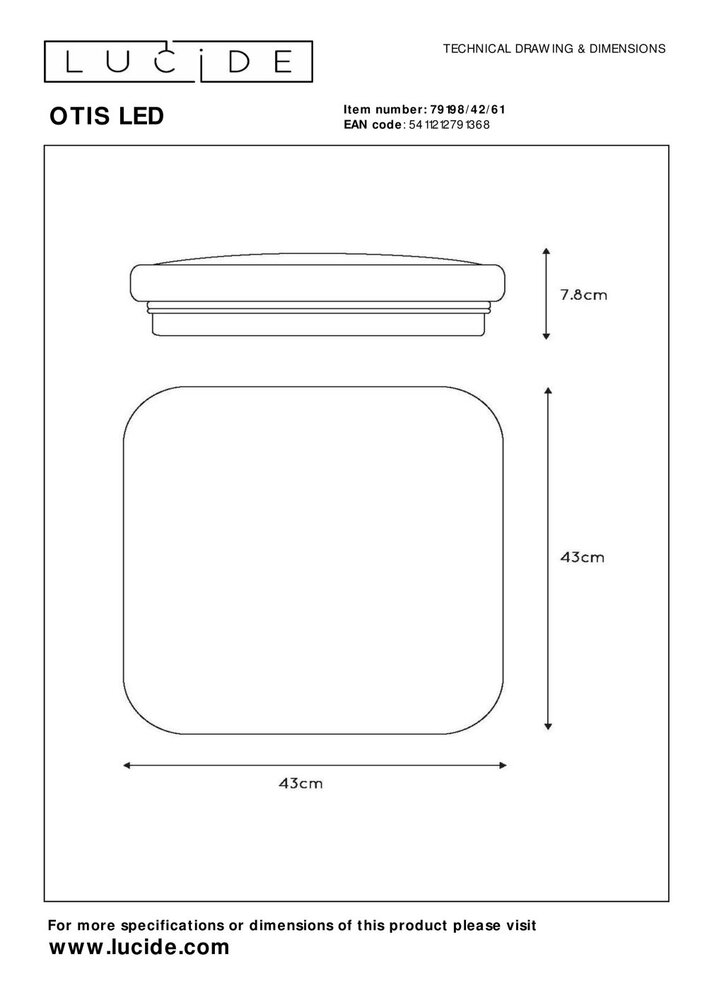 Lucide OTIS - Plafonnière - LED - 1x42W 3000K - Opaal Lucide OTIS - Plafonnière - LED - 1x42W 3000K - Opaal