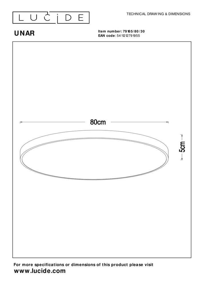 Lucide UNAR - Plafonnière - Ø 80 cm - LED 3 StepDim (Memory) - 1x80W 2700K - Zwart Lucide UNAR - Plafonnière - Ø 80 cm - LED 3 StepDim (Memory) - 1x80W 2700K - Zwart