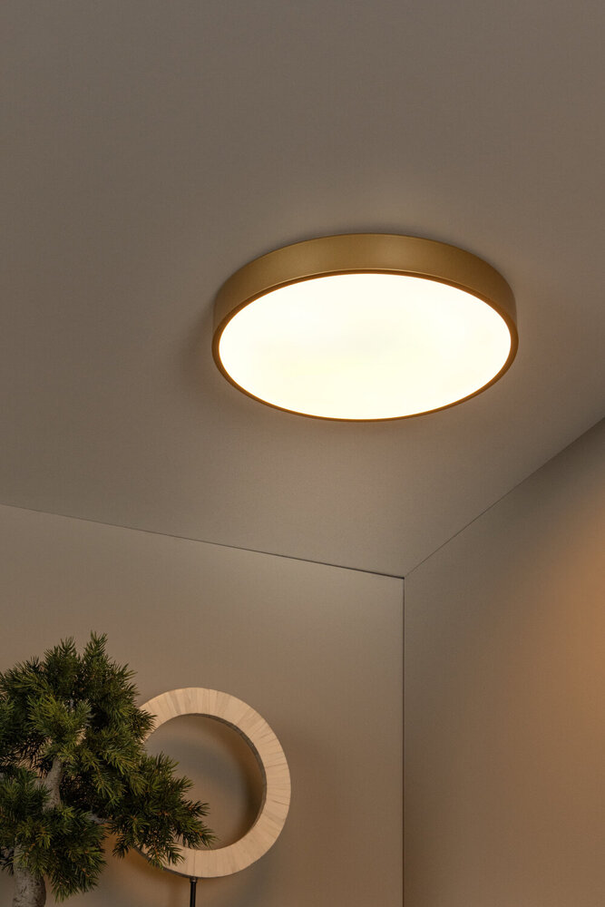 Lucide UNAR - Plafonnière - Ø 39,5 cm - LED 3 StepDim (Memory) - 1x24W 2700K - Mat Goud / Messing
