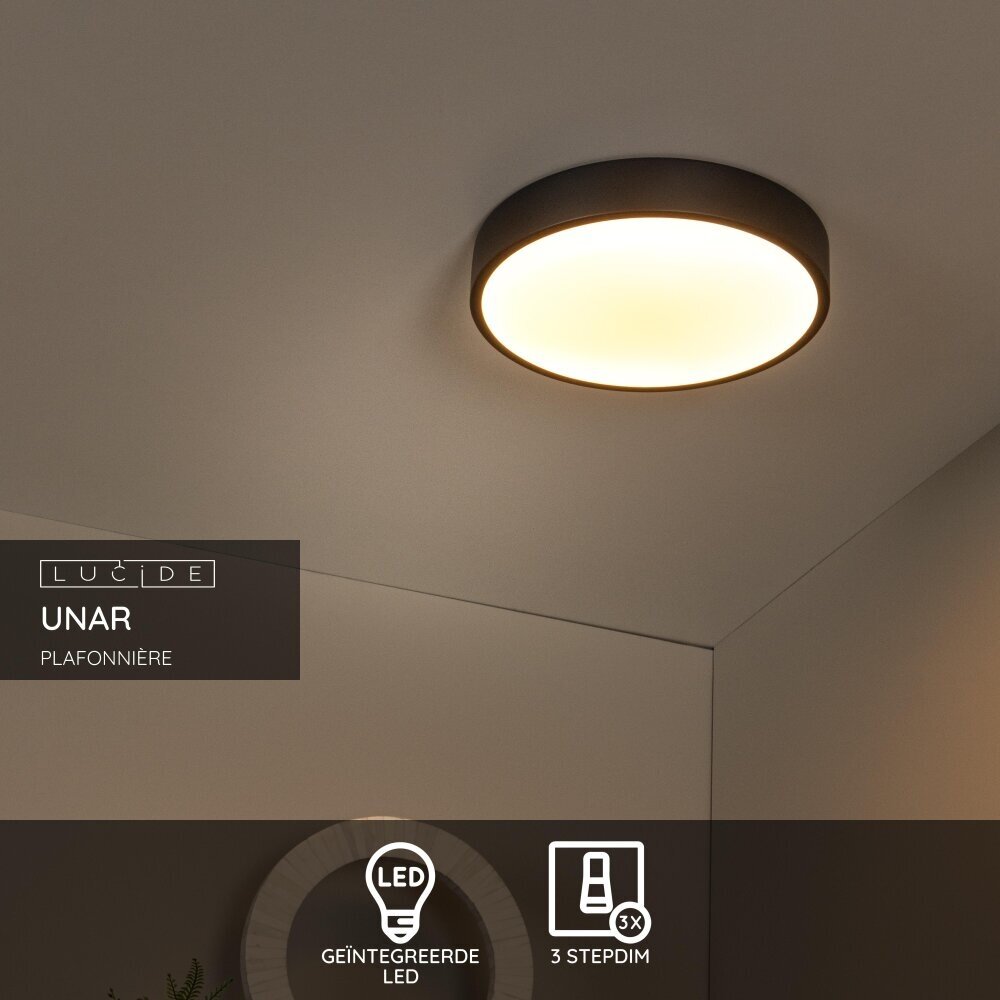 Lucide UNAR - Plafonnière - Ø 30 cm - LED 3 StepDim - 1x18W 2700K - Zwart Lucide UNAR - Plafonnière - Ø 30 cm - LED 3 StepDim - 1x18W 2700K - Zwart