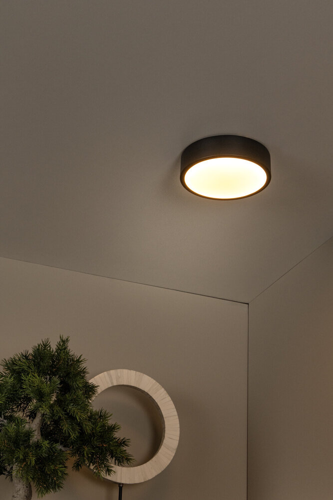 Lucide UNAR - Plafonnière - Ø 20 cm - LED 3 StepDim (Memory) - 1x12W 2700K - Zwart