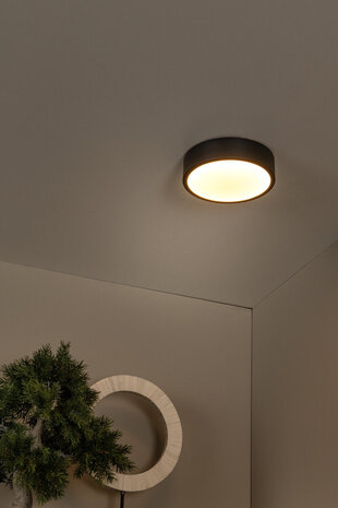 Lucide UNAR - Plafonnière - Ø 20 cm - LED 3 StepDim (Memory) - 1x12W 2700K - Zwart