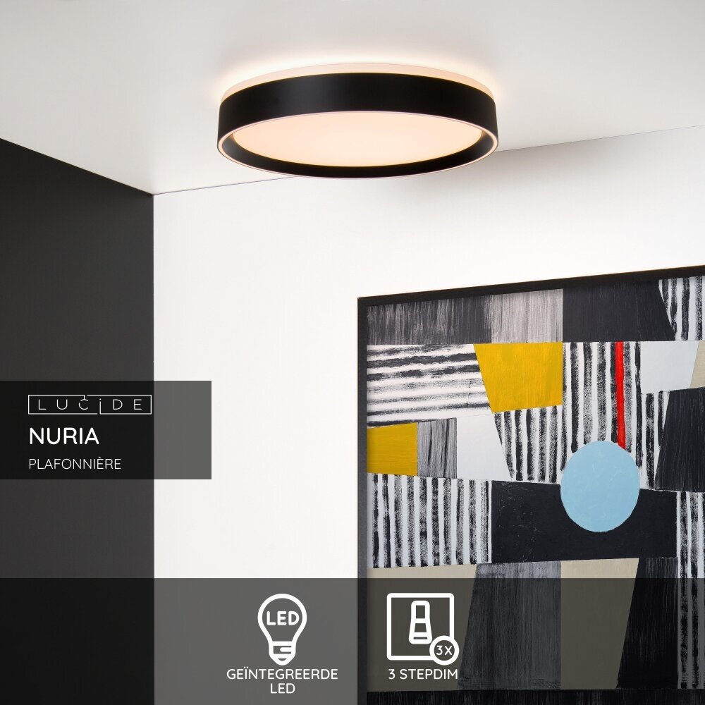 Lucide NURIA - Plafonnière - Ø 40 cm - LED 3 StepDim - 1x24W 2700K - Zwart Lucide NURIA - Plafonnière - Ø 40 cm - LED 3 StepDim - 1x24W 2700K - Zwart
