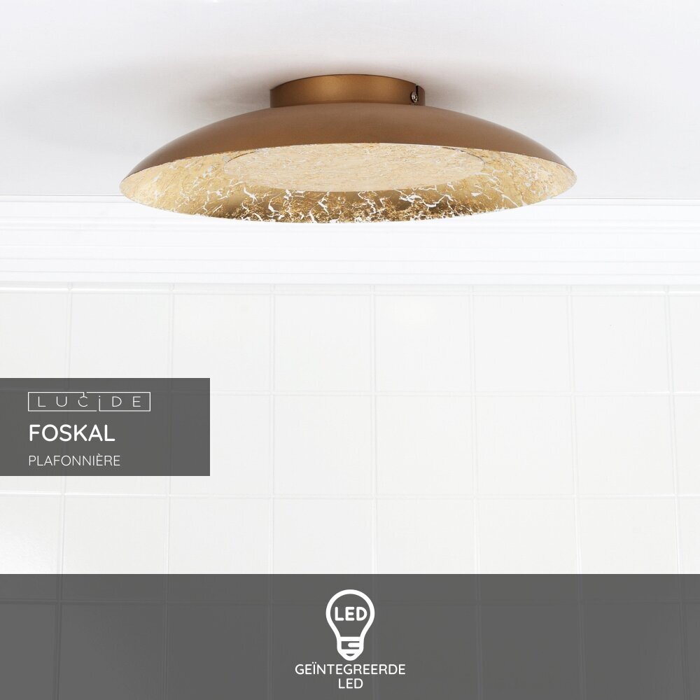 Lucide FOSKAL - Plafonnière - Ø 34,5 cm - LED - 1x12W 2700K - Messing Lucide FOSKAL - Plafonnière - Ø 34,5 cm - LED - 1x12W 2700K - Messing
