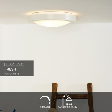 Lucide FRESH - Plafonnière Badkamer - Ø 35 cm - 2xE27 - IP44 - Wit Lucide FRESH - Plafonnière Badkamer - Ø 35 cm - 2xE27 - IP44 - Wit