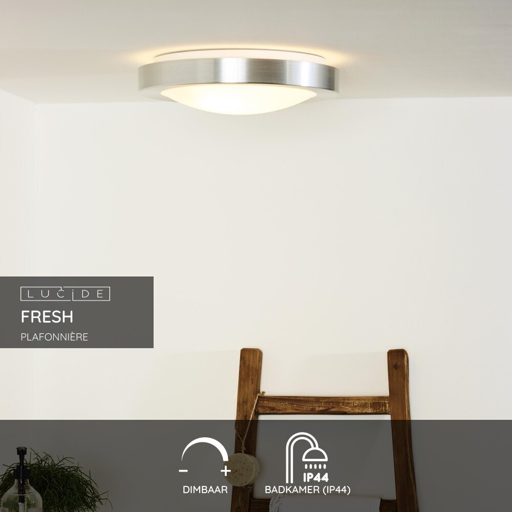 Lucide FRESH - Plafonnière Badkamer - Ø 35 cm - 2xE27 - IP44 - Mat chroom