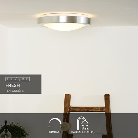 Lucide FRESH - Plafonnière Badkamer - Ø 35 cm - 2xE27 - IP44 - Mat chroom