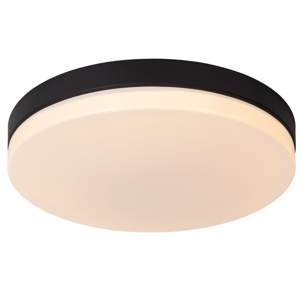 Lucide BISKIT - Plafonnière Badkamer - Ø 40 cm - LED - 1x36W 2700K - IP44 - Bewegingssensor - Zwart