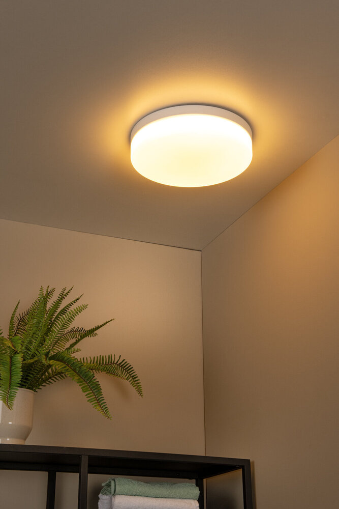Lucide BISKIT - Plafonnière Badkamer - Ø 34,5 cm - LED - 1x24W 2700K - IP44 - Bewegingssensor - Wit
