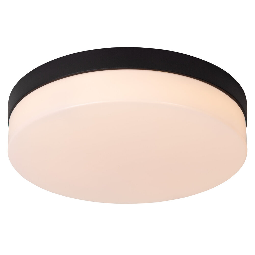 Lucide BISKIT - Plafonnière Badkamer - Ø 28 cm - LED - 1x18W 2700K - IP44 - Bewegingssensor - Zwart