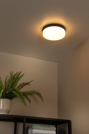 Lucide BISKIT - Plafonnière Badkamer - Ø 28 cm - LED - 1x18W 2700K - IP44 - Bewegingssensor - Zwart Lucide BISKIT - Plafonnière Badkamer - Ø 28 cm - LED - 1x18W 2700K - IP44 - Bewegingssensor - Zwart