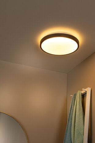 Lucide DASHER - Plafonnière Badkamer - Ø 41 cm - LED - 1x24W 2700K - IP44 - Bewegingssensor - Zwart Lucide DASHER - Plafonnière Badkamer - Ø 41 cm - LED - 1x24W 2700K - IP44 - Bewegingssensor - Zwart