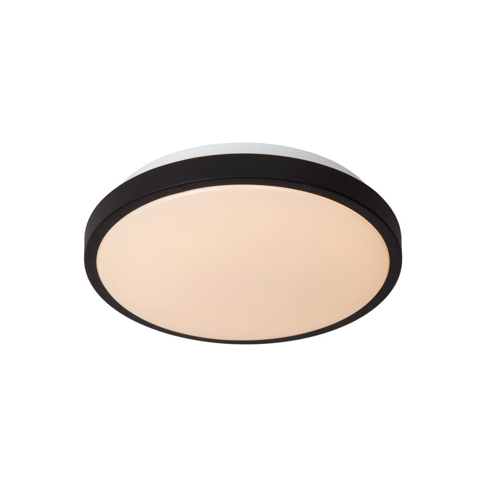 Lucide DASHER - Plafonnière Badkamer - Ø 29,3 cm - LED - 1x12W 2700K - IP44 - Bewegingssensor - Zwart
