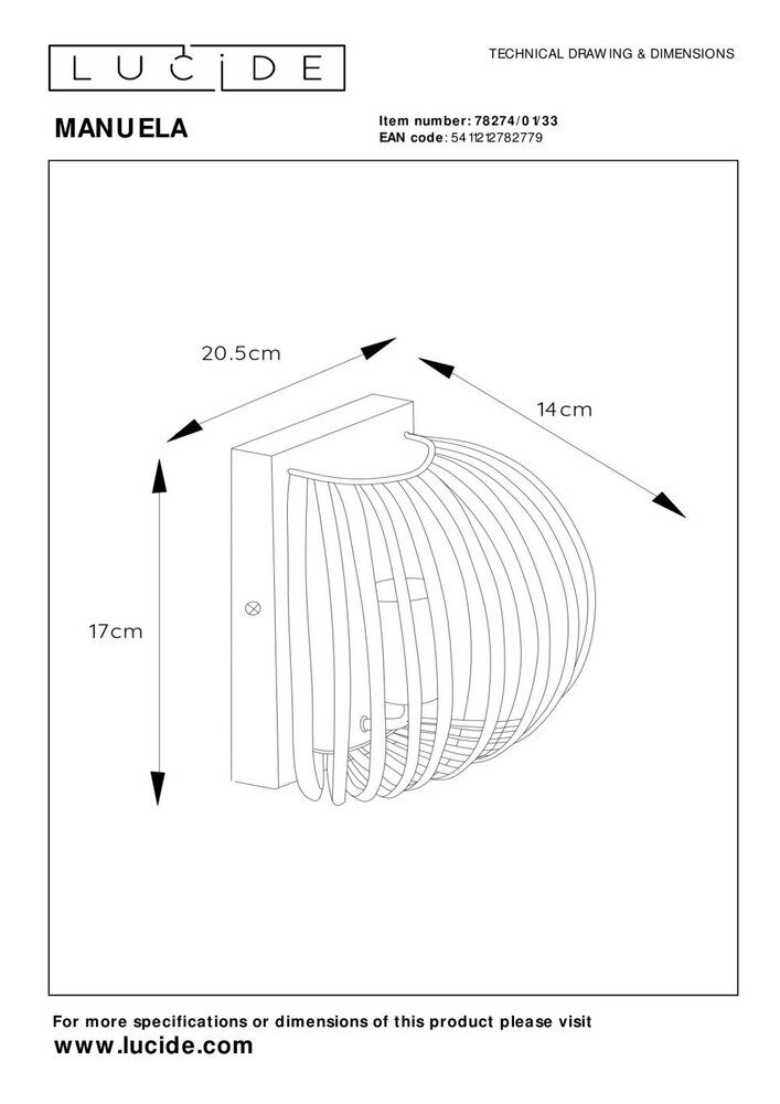 Lucide MANUELA - Wandlamp - 1xE14 - Groen Lucide MANUELA - Wandlamp - 1xE14 - Groen