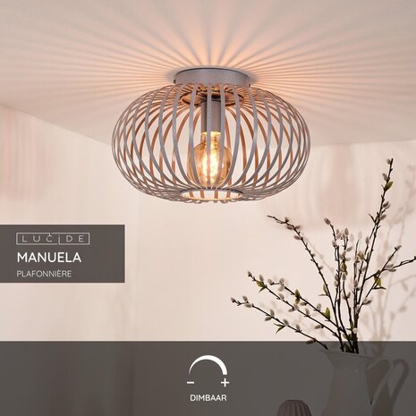 Lucide MANUELA - Plafonnière - Ø 39,5 cm - 1xE27 - Grijs Lucide MANUELA - Plafonnière - Ø 39,5 cm - 1xE27 - Grijs