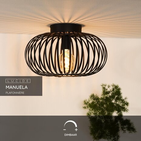Lucide MANUELA - Plafonnière - Ø 39,5 cm - 1xE27 - Zwart Lucide MANUELA - Plafonnière - Ø 39,5 cm - 1xE27 - Zwart