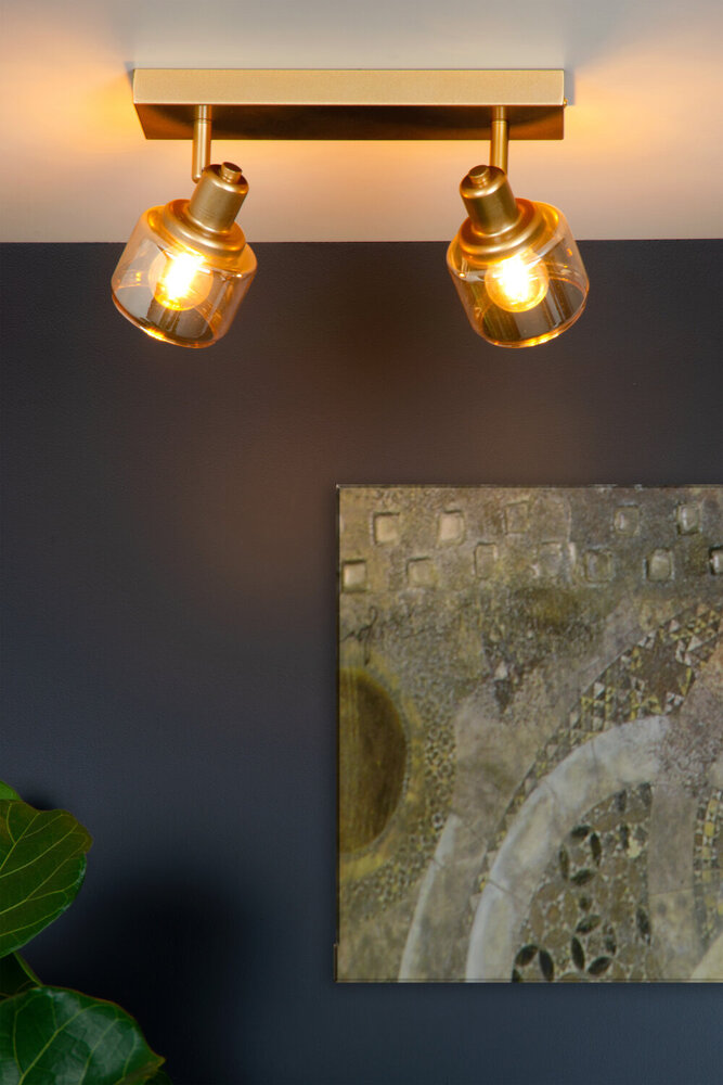 Lucide BJORN - Plafondspot - 2xE14 - Mat Goud / Messing Lucide BJORN - Plafondspot - 2xE14 - Mat Goud / Messing