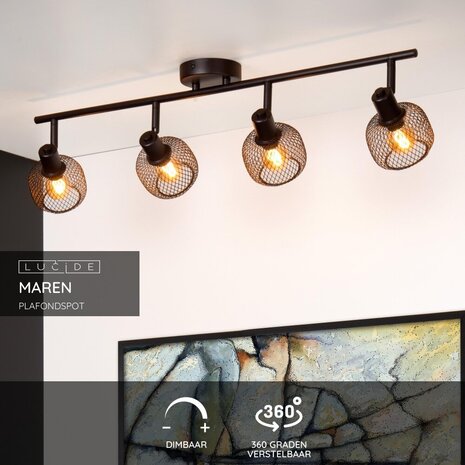 Lucide MAREN - Plafondspot - 4xE14 - Zwart Lucide MAREN - Plafondspot - 4xE14 - Zwart