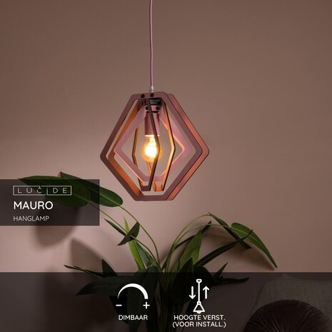 Lucide MAURO - Hanglamp Kinderkamer - 1xE27 - Roze Lucide MAURO - Hanglamp Kinderkamer - 1xE27 - Roze
