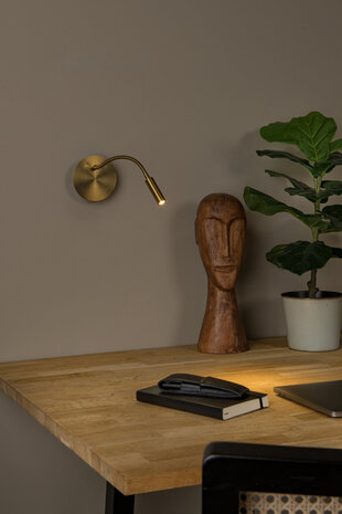 Lucide JOLIJN - Oplaadbare Bedlamp / Wandlamp - Accu/Batterij - Ø 11 cm - LED - 1x2W 3000K - Magnetisch - Mat Goud / Messing