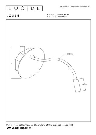 Lucide JOLIJN - Oplaadbare Bedlamp / Wandlamp - Accu/Batterij - Ø 11 cm - LED - 1x2W 3000K - Magnetisch - Mat Goud / Messing