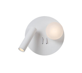 Lucide MATIZ - Bedlamp / Wandlamp - Ø 16,5 cm - LED - 3000K - Met USB oplaadpunt - Wit Lucide MATIZ - Bedlamp / Wandlamp - Ø 16,5 cm - LED - 3000K - Met USB oplaadpunt - Wit
