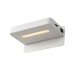 Lucide ATKIN - Bedlamp / Wandlamp - LED - 1x6W 3000K - Met USB oplaadpunt - Wit Lucide ATKIN - Bedlamp / Wandlamp - LED - 1x6W 3000K - Met USB oplaadpunt - Wit