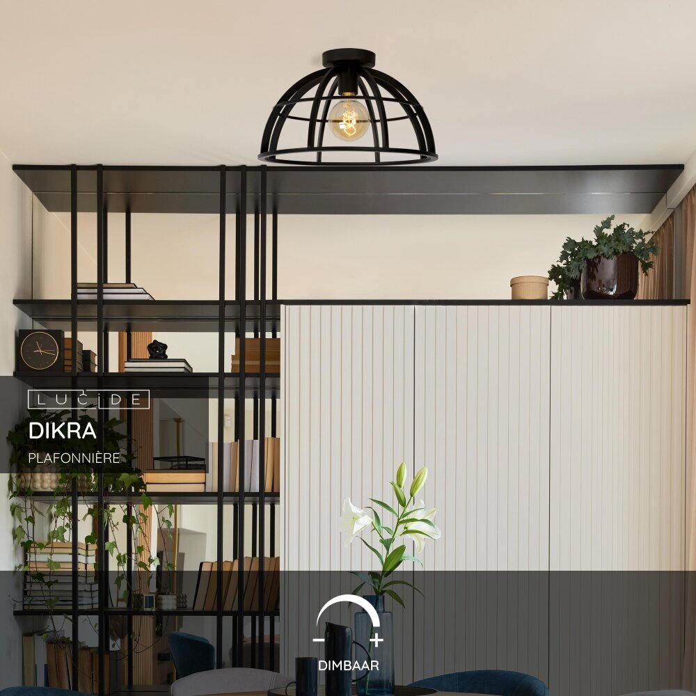 Lucide DIKRA - Plafonnière - 1xE27 - Zwart
