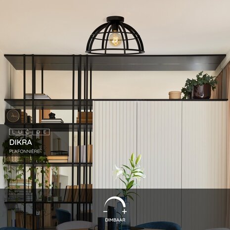 Lucide DIKRA - Plafonnière - 1xE27 - Zwart