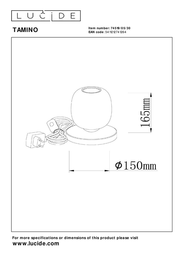 Lucide TAMINO - Tafellamp - Ø 15 cm - LED - 1x6W 3000K - Zwart Lucide TAMINO - Tafellamp - Ø 15 cm - LED - 1x6W 3000K - Zwart