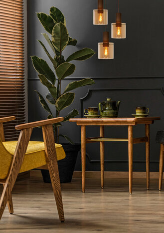 Lucide TOLEDO - Hanglamp - 3xE27 - Amber Lucide TOLEDO - Hanglamp - 3xE27 - Amber