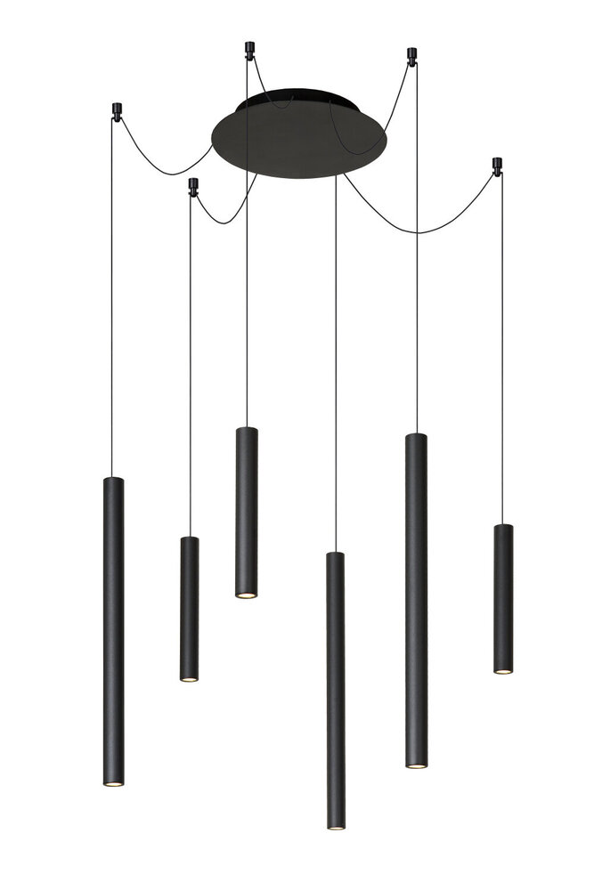 Lucide LORENZ - Hanglamp - Ø 120 cm - LED Dimb. - 6x4W 3000K - Zwart Lucide LORENZ - Hanglamp - Ø 120 cm - LED Dimb. - 6x4W 3000K - Zwart