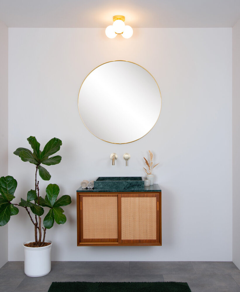 Lucide TRUDY - Plafonnière Badkamer - Ø 28 cm - 3xG9 - IP44 - Mat Goud / Messing