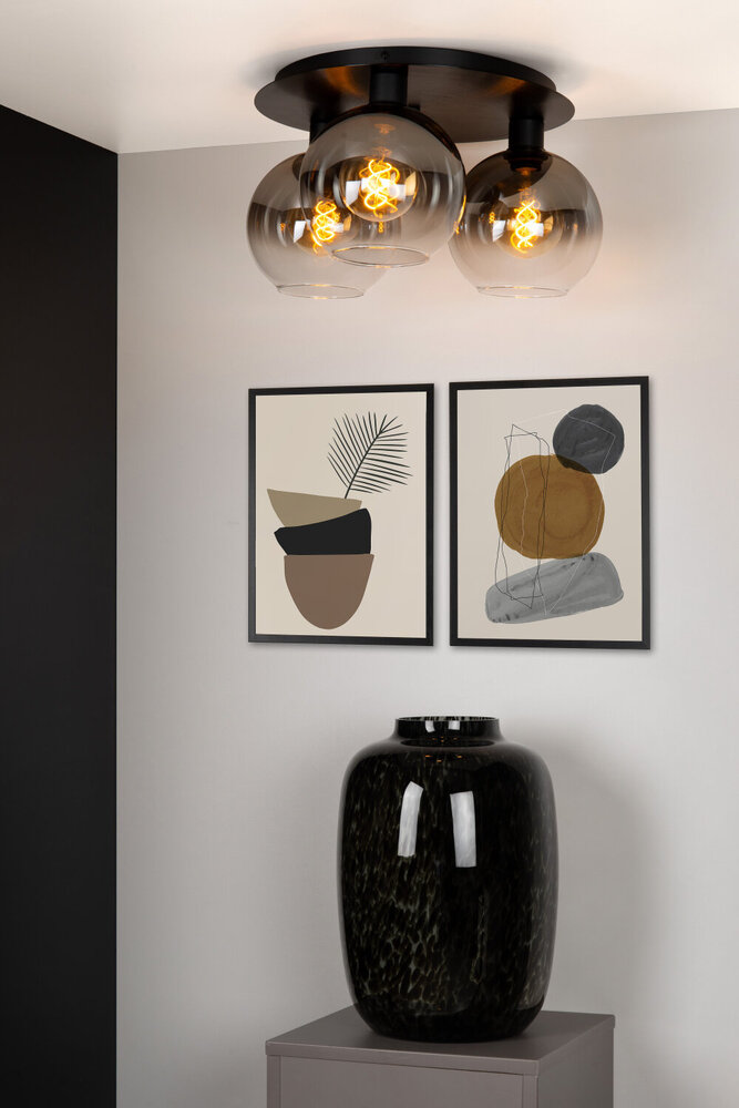 Lucide MARIUS - Plafonnière - 3xE27 - Zwart Lucide MARIUS - Plafonnière - 3xE27 - Zwart