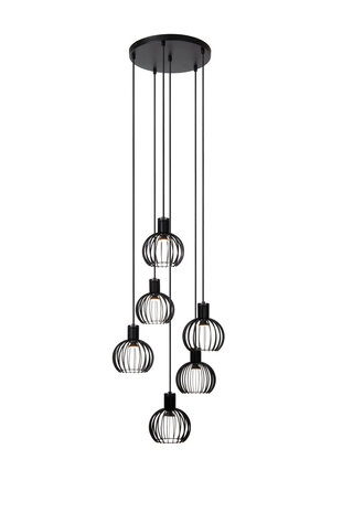 Lucide MIKAELA - Hanglamp - Ø 35 cm - 6xE14 - Zwart Lucide MIKAELA - Hanglamp - Ø 35 cm - 6xE14 - Zwart